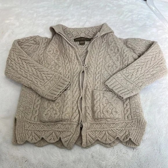 Inis Crafts 100% merino wool zippered cardigan made in Ireland size S - Picture 1 of 16